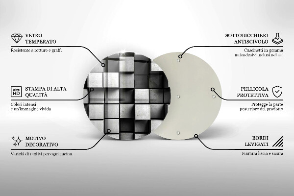 De vidrio templado Cuadrados abstractos 3d