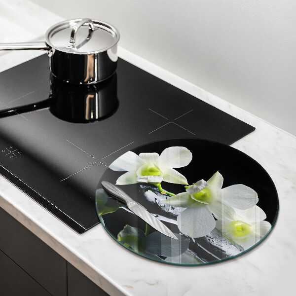 De vidrio templado Flores blancas en agua zen