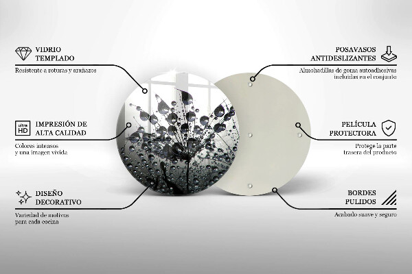 De vidrio templado Dientes de león y rocío