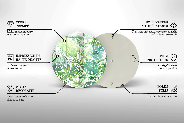 De vidrio templado Hojas boho acuarela