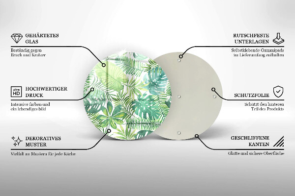 De vidrio templado Hojas boho acuarela