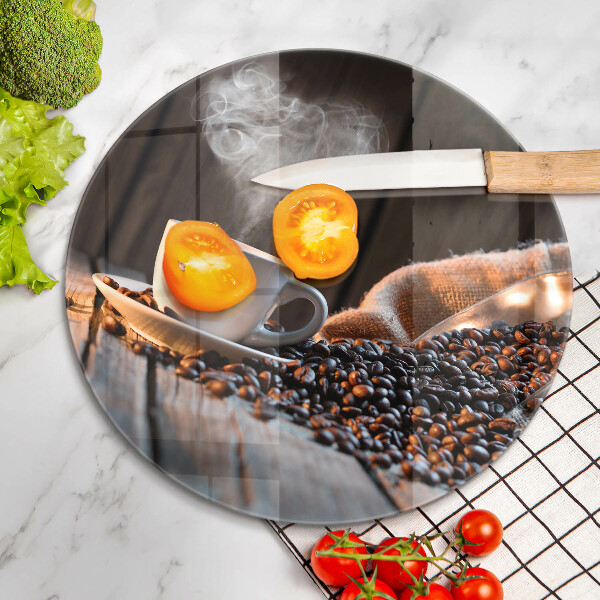 De vidrio templado Taza de café y corazón