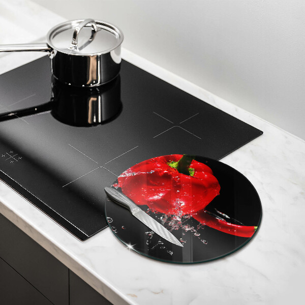 De vidrio templado Pimientos rojos en agua