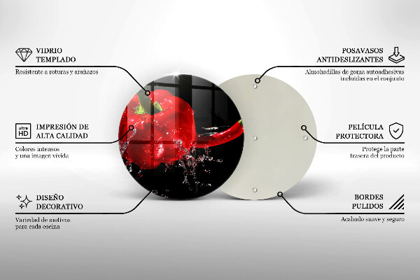 De vidrio templado Pimientos rojos en agua