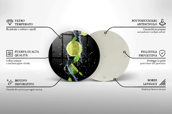 De vidrio templado Limas jugosas en agua