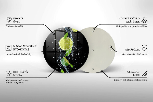 De vidrio templado Limas jugosas en agua
