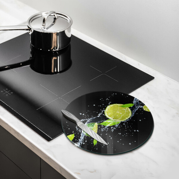 De vidrio templado Limas jugosas en agua