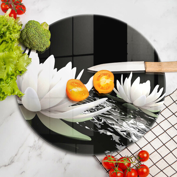 De vidrio templado Lirios blancos en el agua