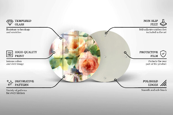 De vidrio templado Flores pintadas