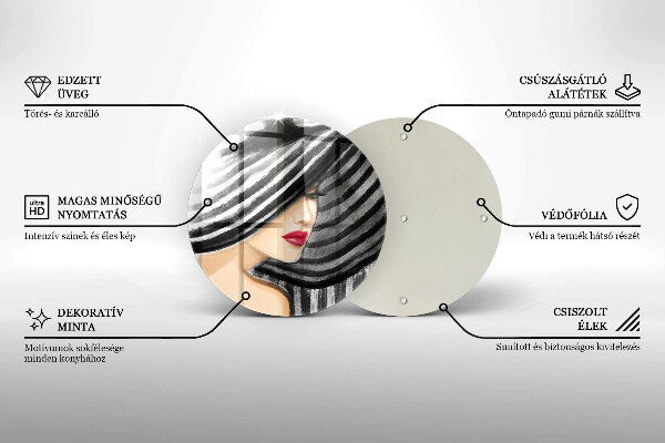 De vidrio templado Mujer con sombrero