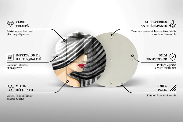 De vidrio templado Mujer con sombrero