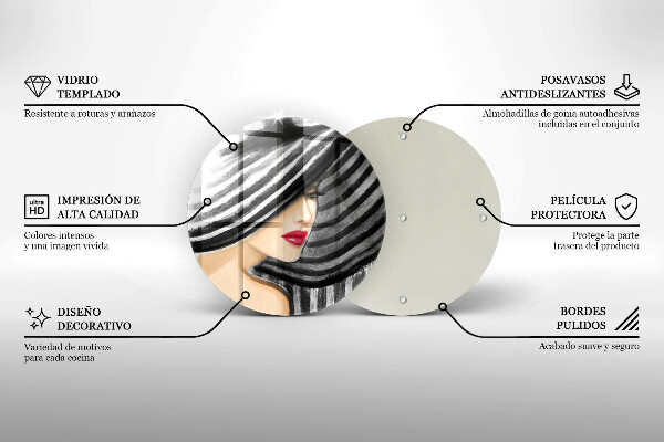 De vidrio templado Mujer con sombrero