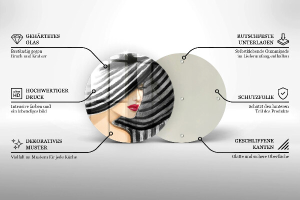 De vidrio templado Mujer con sombrero