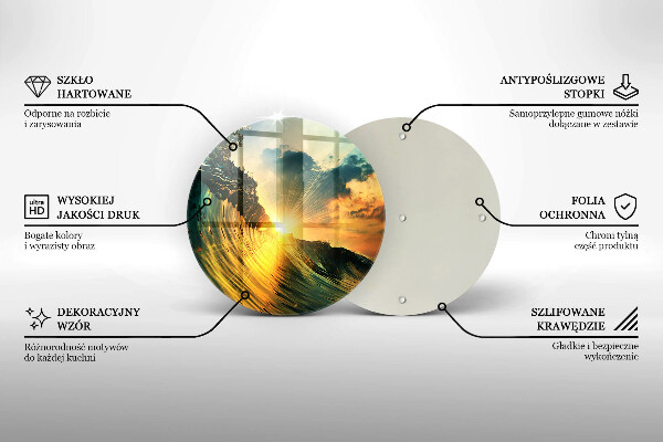 De vidrio templado Ola y puesta de sol