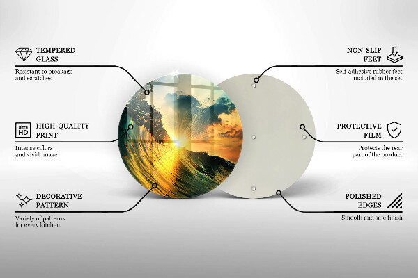 De vidrio templado Ola y puesta de sol