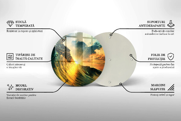 De vidrio templado Ola y puesta de sol