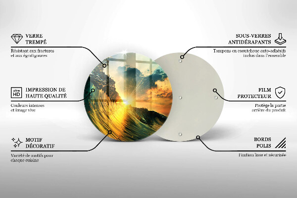 De vidrio templado Ola y puesta de sol