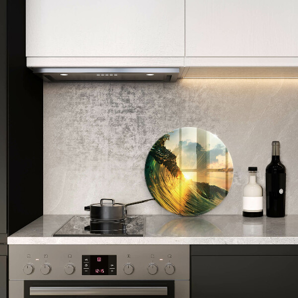 De vidrio templado Ola y puesta de sol