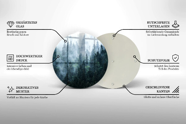 De vidrio templado Árboles forestales y niebla