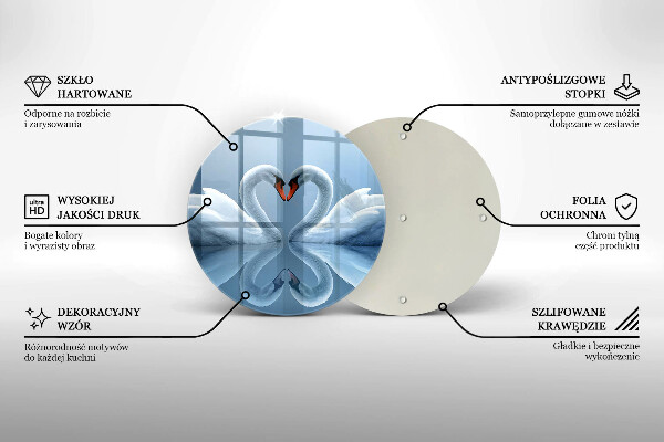 De vidrio templado Dos corazones de cisne