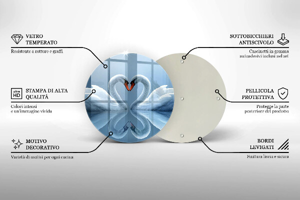 De vidrio templado Dos corazones de cisne