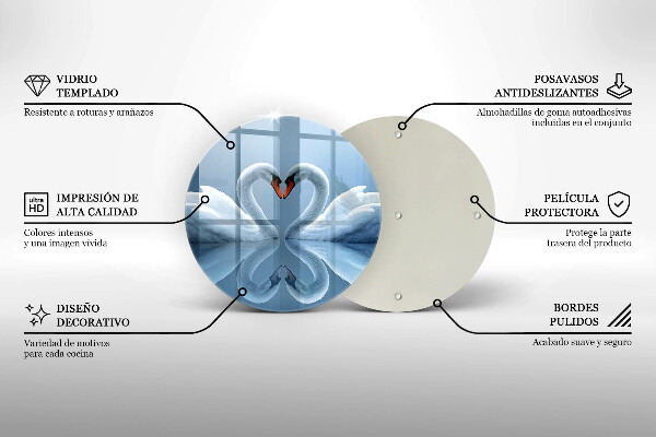 De vidrio templado Dos corazones de cisne