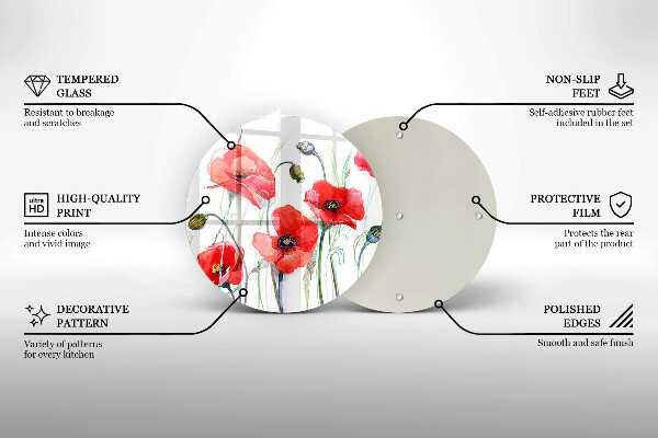 De vidrio templado Flores de amapolas rojas