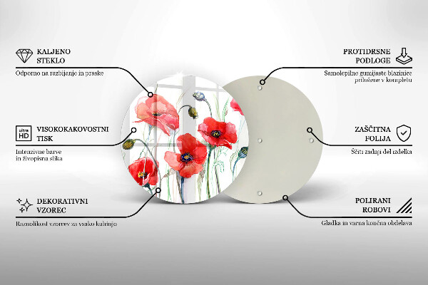 De vidrio templado Flores de amapolas rojas