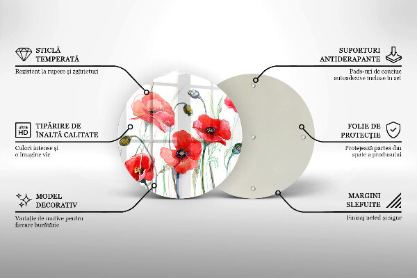 De vidrio templado Flores de amapolas rojas