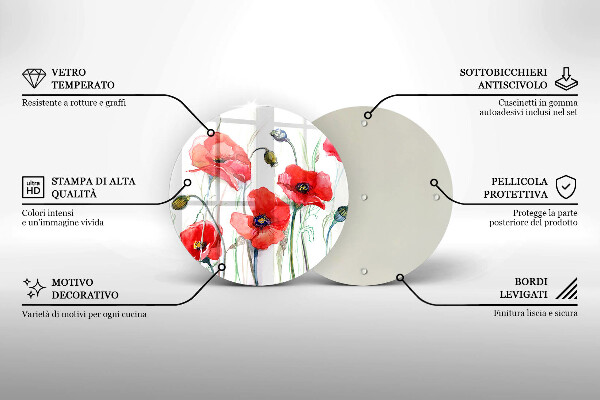 De vidrio templado Flores de amapolas rojas