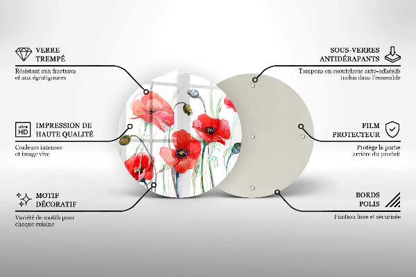 De vidrio templado Flores de amapolas rojas