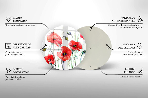 De vidrio templado Flores de amapolas rojas