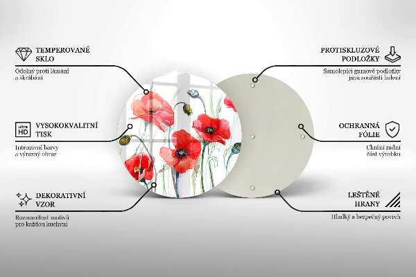 De vidrio templado Flores de amapolas rojas