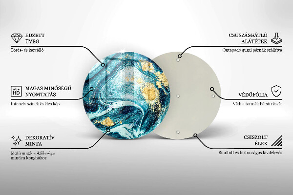 De vidrio templado Abstracción de oro azul