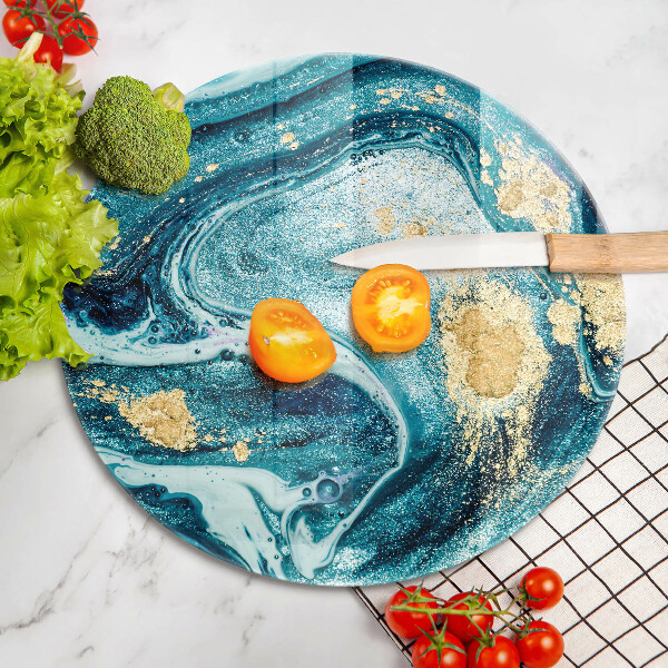 De vidrio templado Abstracción de oro azul