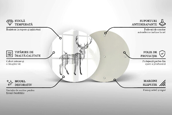 De vidrio templado Ilustración de ciervos y bosques