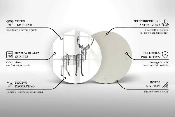 De vidrio templado Ilustración de ciervos y bosques