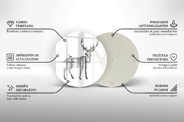 De vidrio templado Ilustración de ciervos y bosques