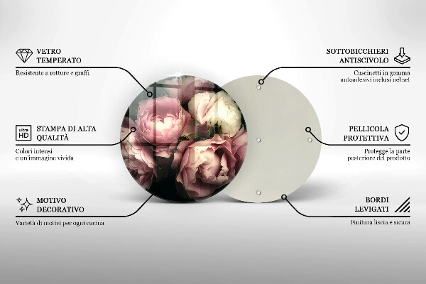 De vidrio templado Flores de peonía