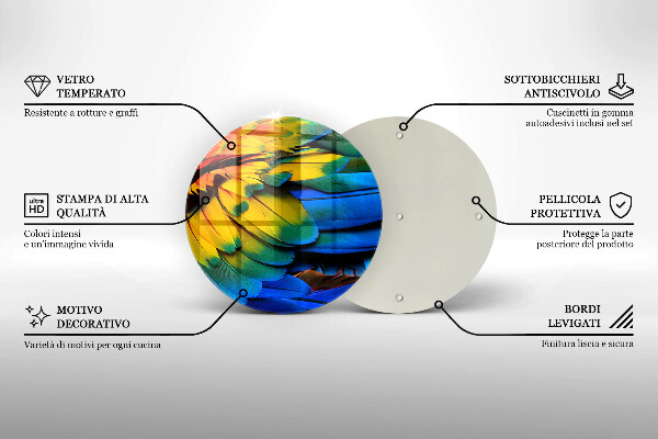 De vidrio templado Plumas de loro de colores