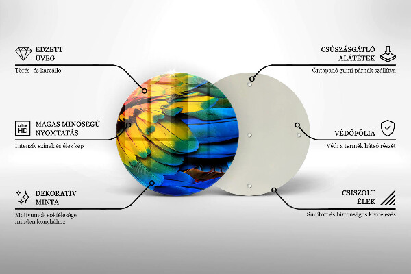 De vidrio templado Plumas de loro de colores