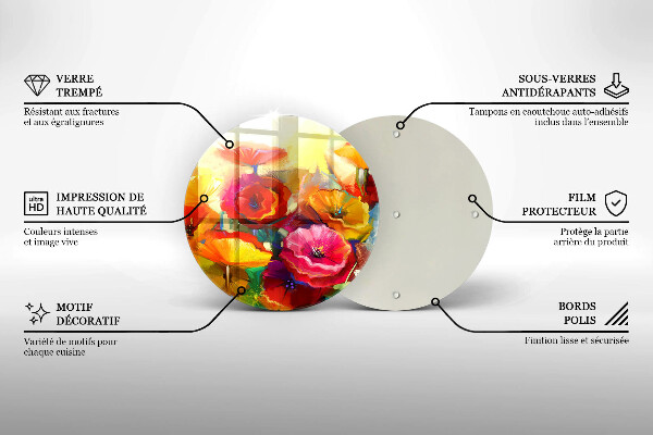 De vidrio templado Flores coloridas pintadas