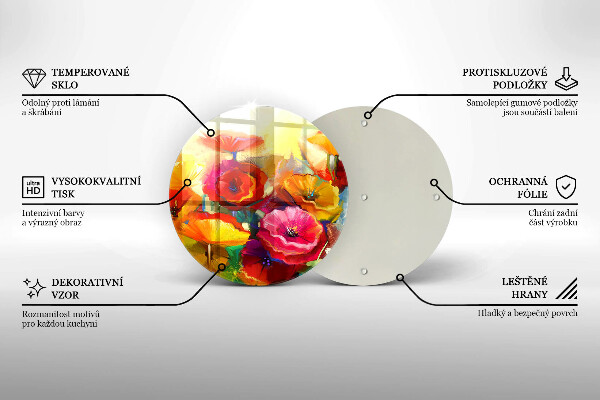 De vidrio templado Flores coloridas pintadas