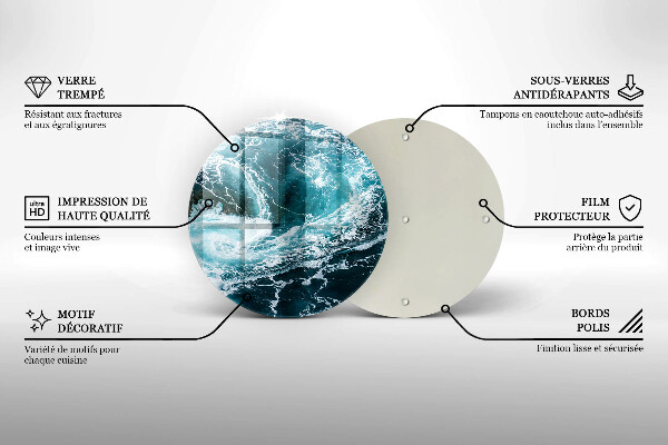 De vidrio templado Olas de agua espumosas