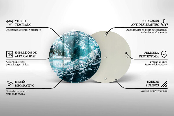 De vidrio templado Olas de agua espumosas