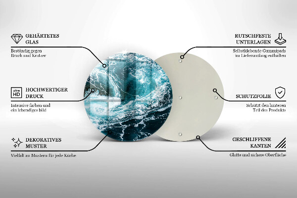 De vidrio templado Olas de agua espumosas