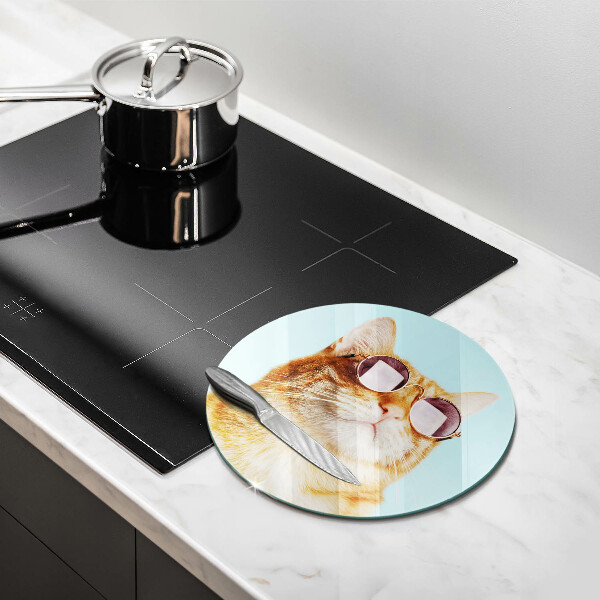 De vidrio templado Gato rojo con gafas