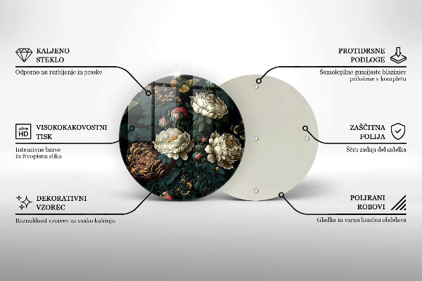 De vidrio templado Flores de peonía vintage