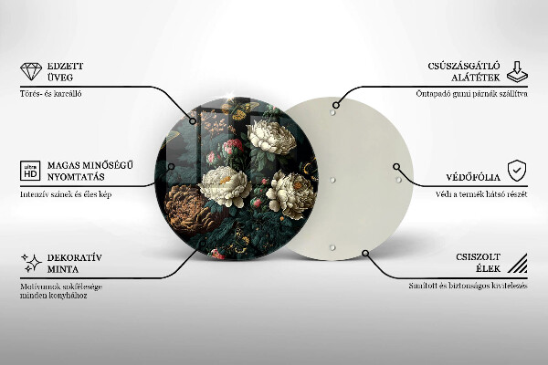 De vidrio templado Flores de peonía vintage