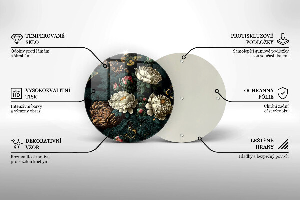 De vidrio templado Flores de peonía vintage